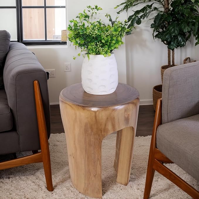 Athaliah Rustic Wood Side Table, 17.75”H Tree Stump End Table, Round Wooden - Image 2