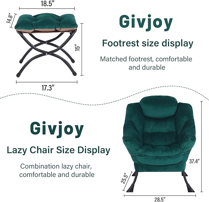 Lazy Chair and Ottoman, Large Accent Lounge Chair - Image 3