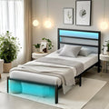 Twin Bed Frame with Headboard, Heavy Duty Steel Slats Support-LED Bed Frame by CLIBFENG