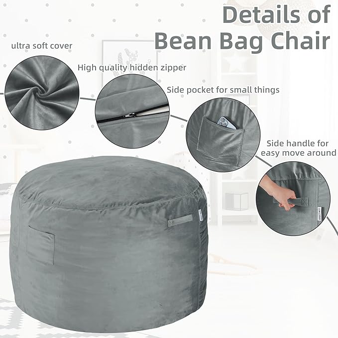 HABUTWAY Bean Bag Chair 3Ft Luxurious Velvet Ultra Soft Fur - Image 4