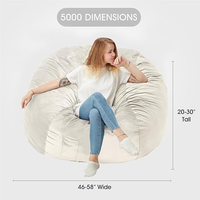 HABUTWAY Bean Bag Chair: Giant 5' Memory Foam Furniture Bean Bag Chairs - Image 3