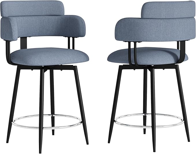 Swivel Bar Stools Set of 2, Counter Height Bar Stools - Image 9