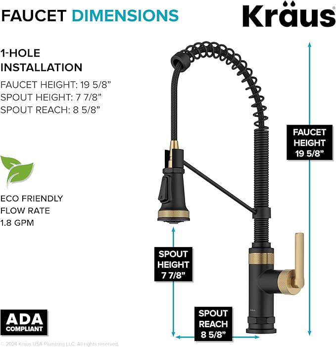 KRAUS Allyn Commercial Style 2-Function Single Handle Pull Down Kitchen Faucet - Image 5