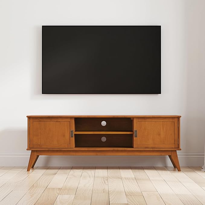 SIMPLIHOME Draper Solid Hardwood 72 inch Wide Mid Century Modern TV Media Stand - Image 17