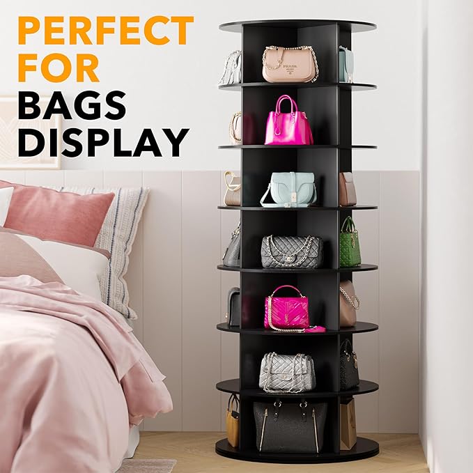 SpaceAid Black 7-Tier Spinning Rotating Shoe Rack Organizer, Shoe Display Tower - Image 5