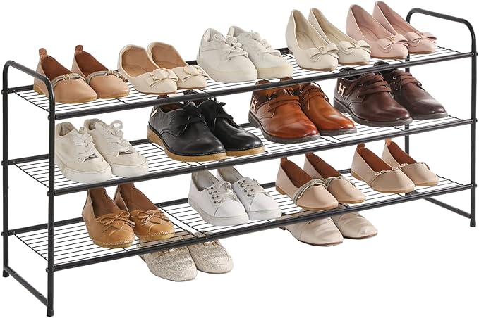 YMYNY Freestanding Shoe Racks, 3 Tiers Stackable & Adjustable Shoe Storage Shelf by High-qualityhomefurnishing