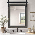 YOSHOOT Farmhouse Barn Door Mirror, Wood Frame Wall Mirror, Wooden Mirror by YOSHOOT