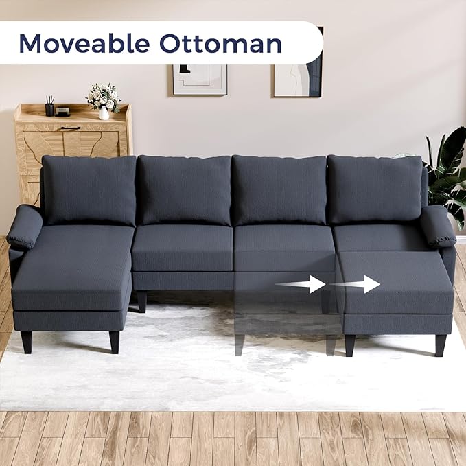 U Shaped Sectional Couch, Convertible Modular Sectional Sofa - Image 3