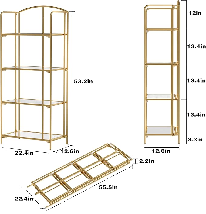 Crofy No Assembly Folding Bookshelf - Image 3