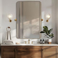 MOON MIRROR 20" x 28" Brushed Gold Metal Framed Pivot Rectangle Bathroom Mirror by MOONMIRROR