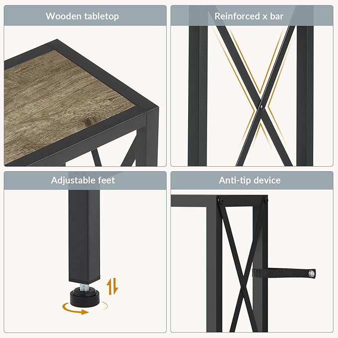 Sofa Table with Oulets and USB Ports, 55.1" Couch Table Behind Sofa, Industrial - Image 8