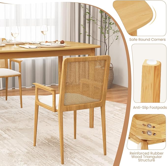 COSTWAY Dining Table, 48” Wooden Rectangular Kitchen Table - Image 6