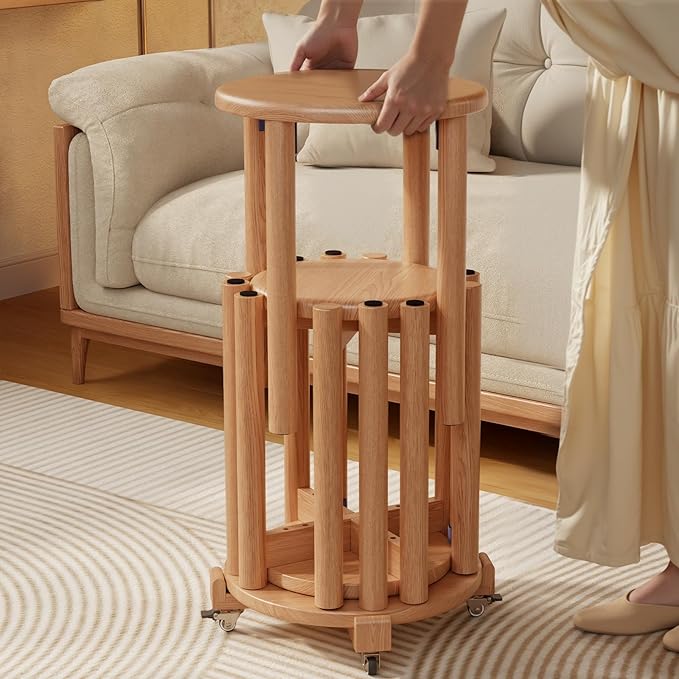Stackable Stools Set of 4, Wooden Stool 18 Inch Stool Stackable Side Tables by Unknown