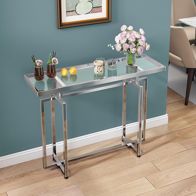 ASYA Glass Console Table for Entryway, Modern Entryway Table - Image 5
