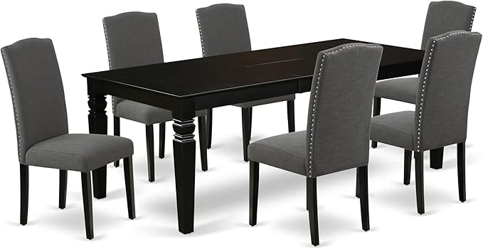 East West Furniture LGEN7-BLK-20 7 Piece Kitchen Table Set Consist of a by EastWestFurniture