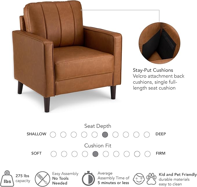 Bush Home 32-inch Accent Chair, Living Room Furniture, Max Collection, Buffed - Image 7