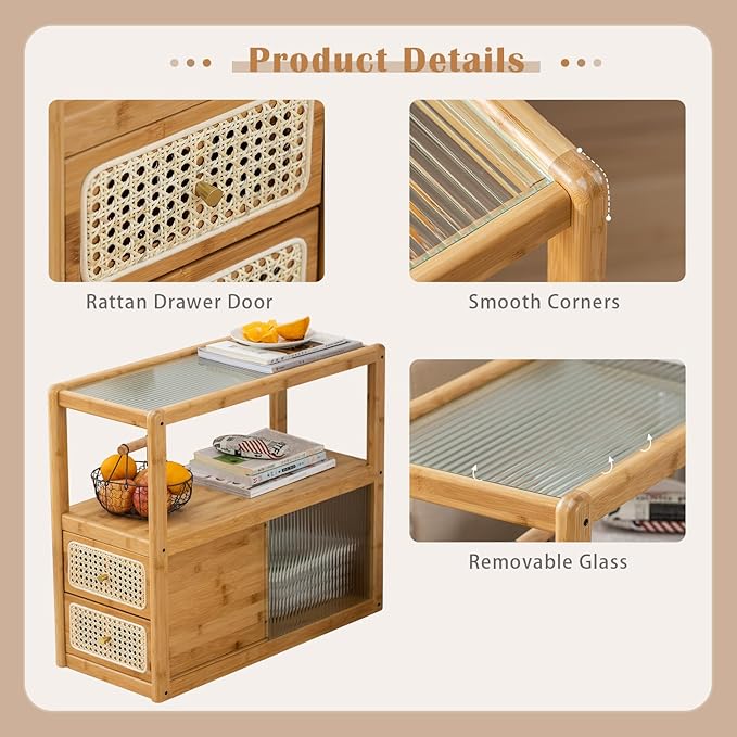 Bamboo Side Table Nightstand - Image 4