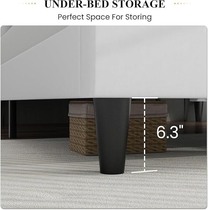 SHA CERLIN Full Bed Frame/Velvet Upholstered Platform Bed Frame - Image 7