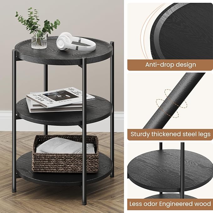 Side Table, 3-Tier Modern End Table - Image 4