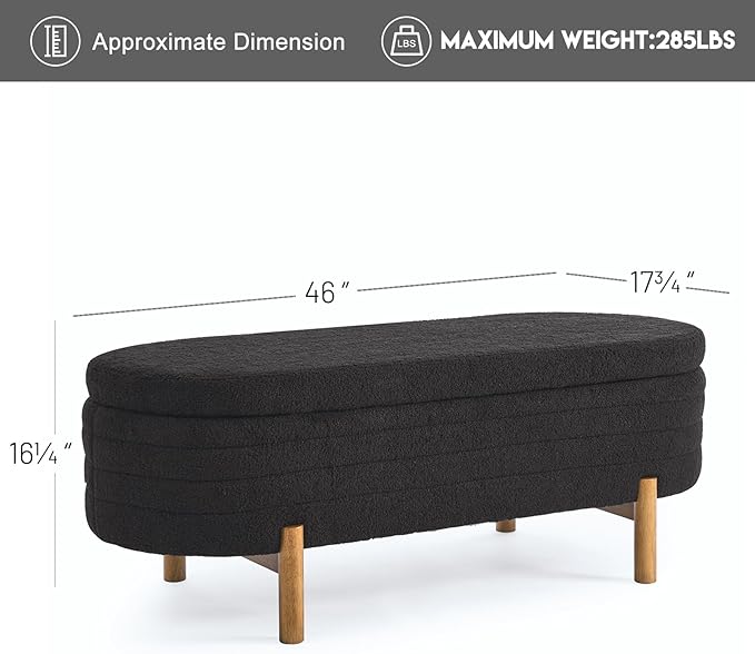 Furniliving 46” Storage Benches, End of Bed Bench - Image 2