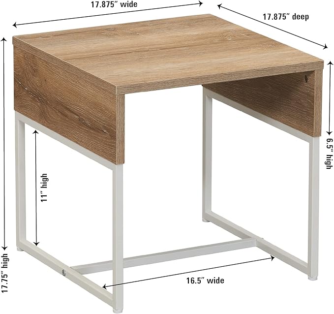 Household Essentials Wrap Square Side End Table Coastal Oak Rustic Wood Grain - Image 3