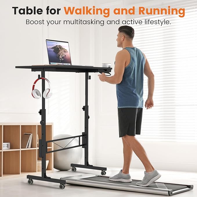 Hadulcet Small Standing Desk Adjustable Height, Mobile Stand Up Desk - Image 3