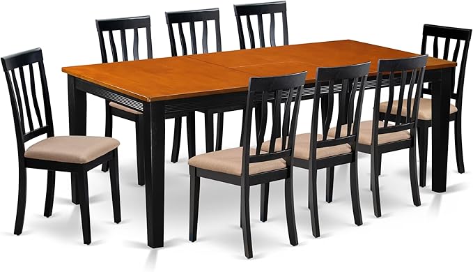 East West Furniture QUAN9-BCH-C 9 Piece Kitchen Table Set Includes a Rectangle by EastWestFurniture