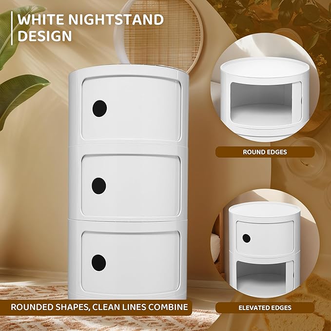 3 Tier Round with Storage, Modern Style Side Table - Image 6