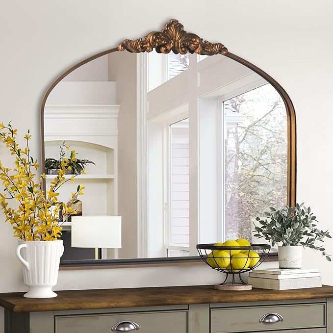 WAMIRRO Arched Mirror, Antique Brass Mirrors - Image 8