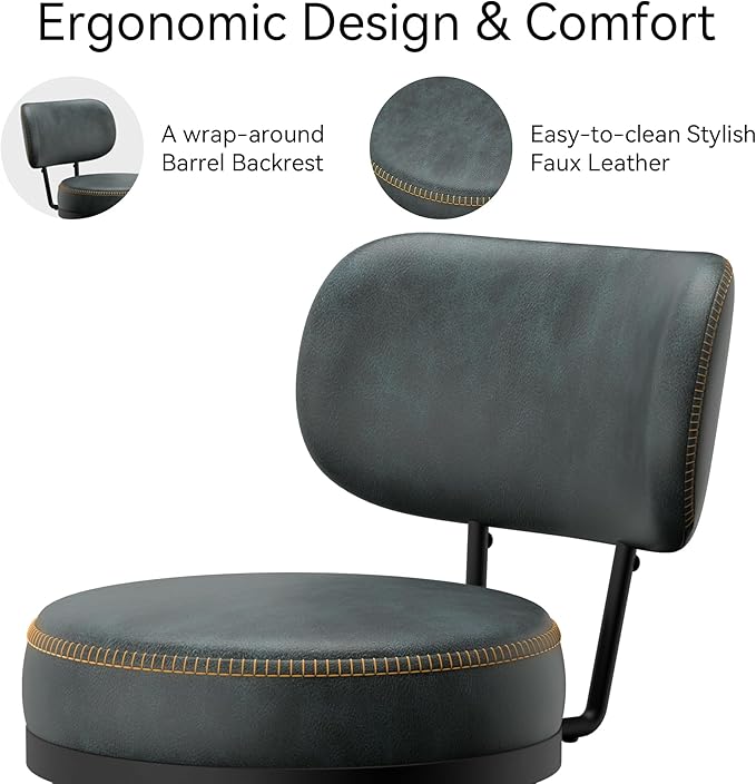 Counter Height Bar Stools, Faux Leather Kitchen Counter Stools - Image 3