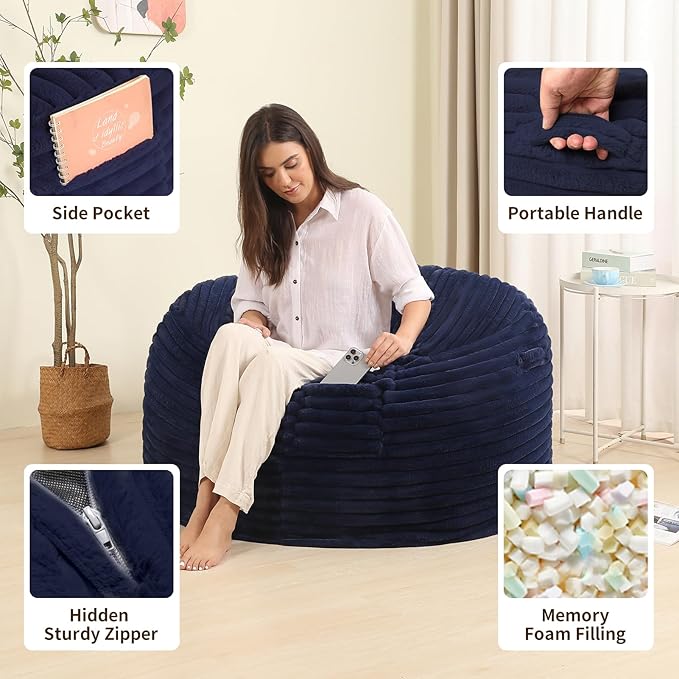 Memory Foam Bean Bag Chair for Adults/Teens, Bean Bag Sofa - Image 2