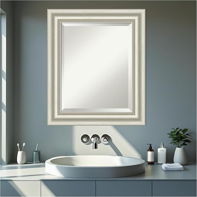 Amanti Art Bathroom Mirror for Over Sink, 26x22 Sophia Silver Rectangle Vanity - Image 6