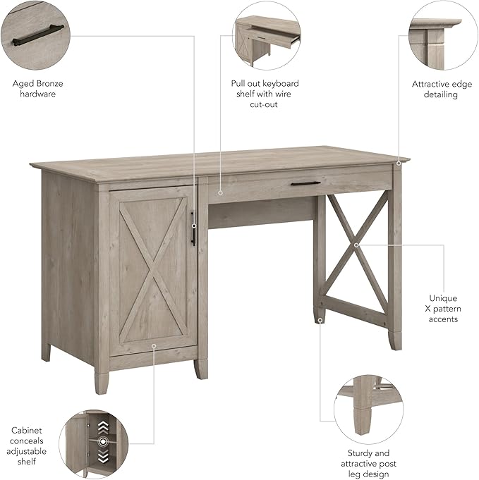 Bush Furniture Key West Computer Desk Farmhouse PC Table - Image 5