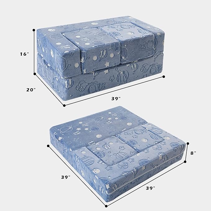 MeMoreCool Glow in The Dark Space Kids Modular Play Couch, Bedroom and Playroom - Image 3