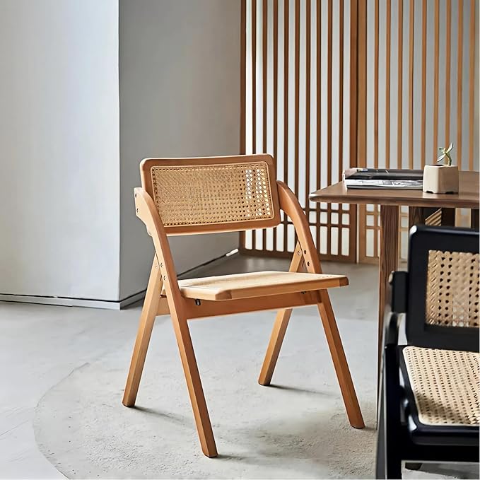 Simple Rattan Dining Chair Set of 2, Foldable Lounge Chair, Suitable - Image 8