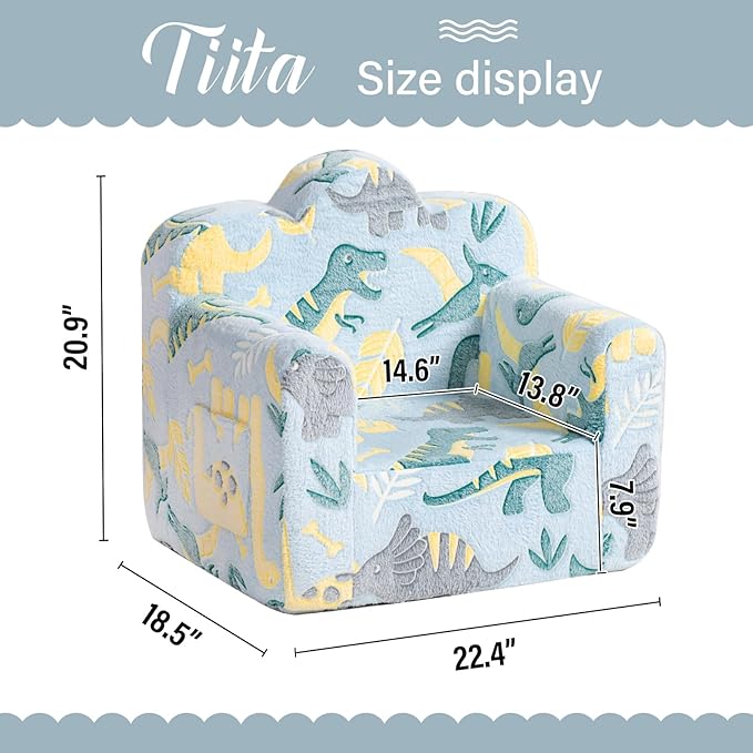 Tiita Kids Couch Plush Toddler Chair, Cloud-Like Glow in The Dark Kids Sofa - Image 3