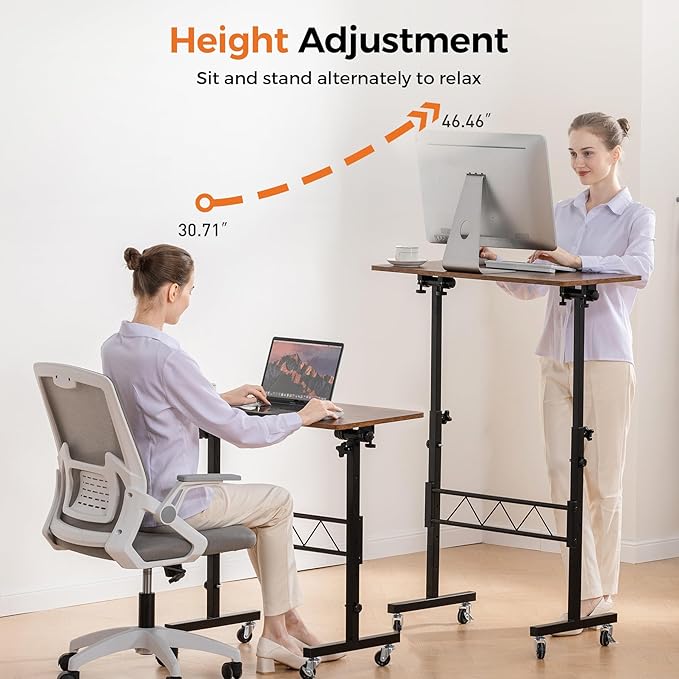 COMHOMA Small Standing Desk Adjustable Height & Tiltable Tabletop, Mobile Stand - Image 4