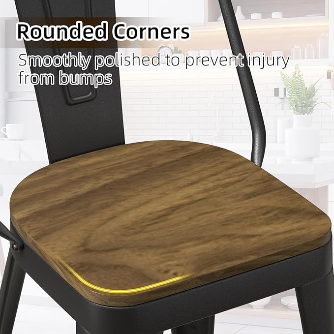 Metal Bar Stools Set of 4, High Back Bar Stools - Image 5
