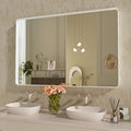 WEER White Bathroom Mirror 48X36 Inch, Rounded Rectangle White Metal Frame by WEER