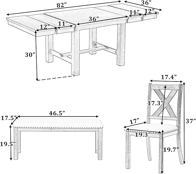 Ball & Cast Farmhouse 6 Piece Extendable Dining Table - Image 2