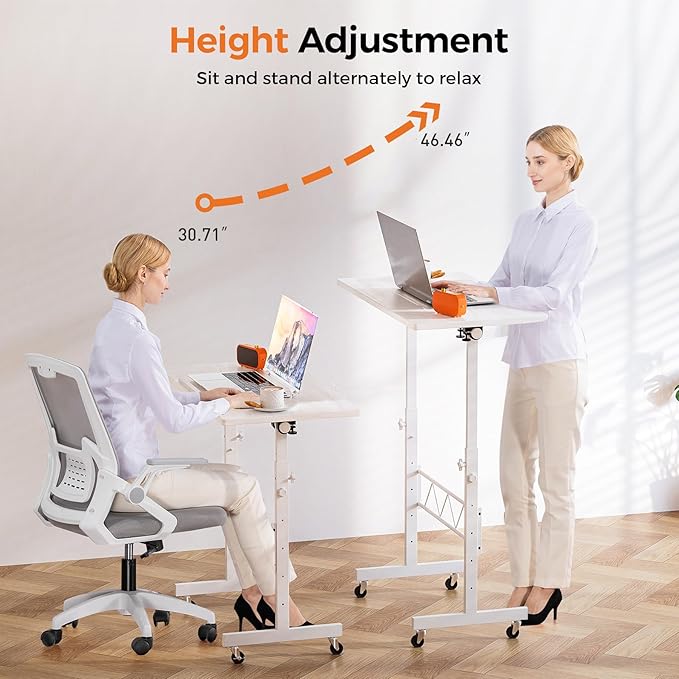 COMHOMA Small Standing Desk Adjustable Height & Tiltable Tabletop, Mobile Stand - Image 3