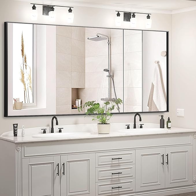 60x30 Inch Bathroom Mirror for Wall, Aluminum Frame Rectangle Rectangular by Bonverre