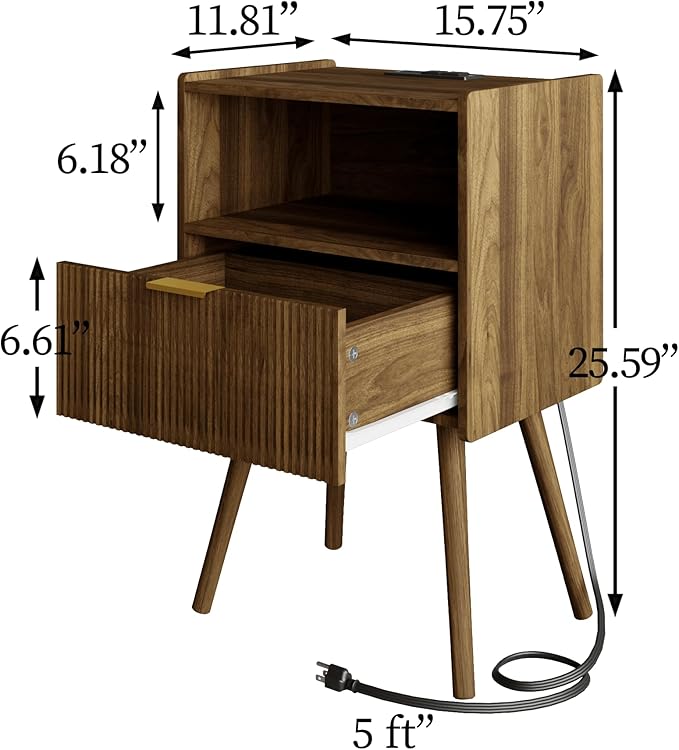 Nightstand, Modern Bedside Table - Image 2