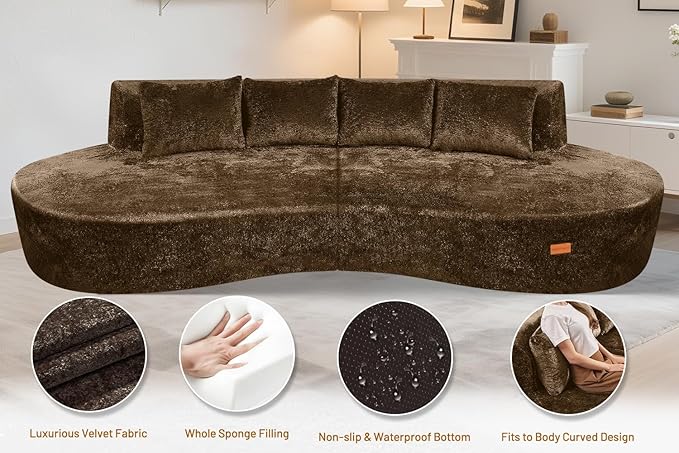 Homguava 104'' Modular Sectional Sofa, Curved Modern Sofa - Image 4