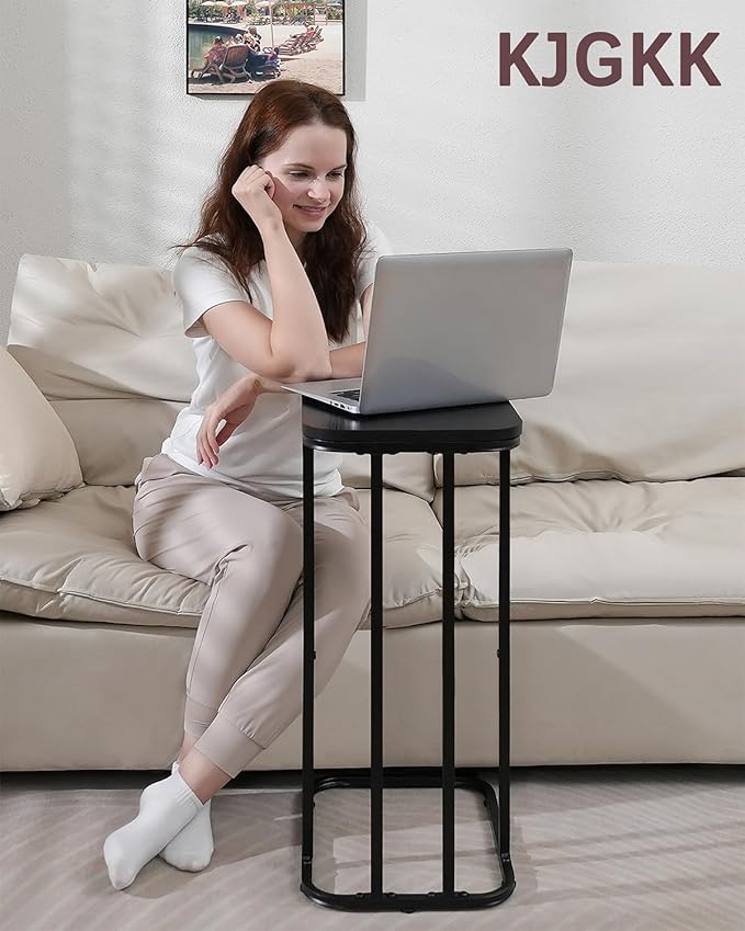 C Shaped End Table, 27 Inches High Small Side Table - Image 2