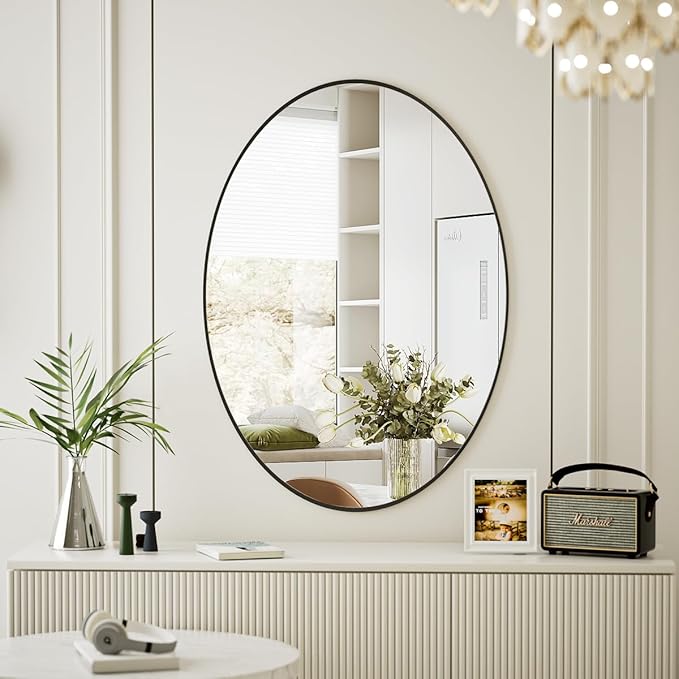 Koonmi Black Oval Bathroom Mirror, Oval Mirror by KOONMI