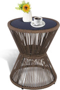 LEWIS&WAYNE Small Outdoor Side Table Patio 20’’ H Woven Rope Hourglass End Table by LEWIS%26WAYNE