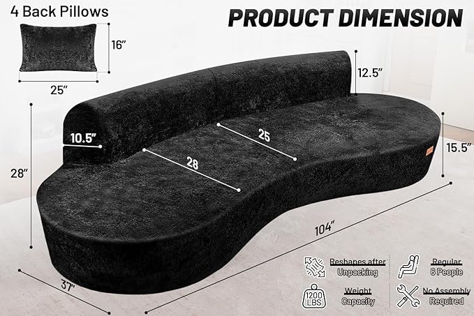 Homguava 104'' Modular Sectional Sofa, Curved Modern Sofa - Image 2