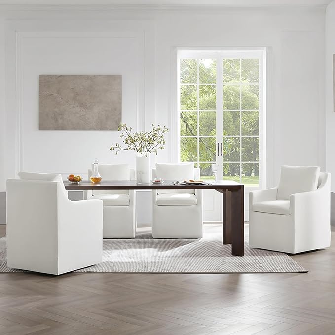 Upholstered Dining Chairs with Casters Washable Cover Side Deskchair with by Kislot