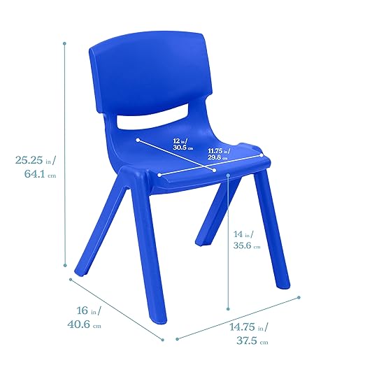 ECR4Kids 14in Plastic School Stack Chair, Classroom Furniture - Image 3